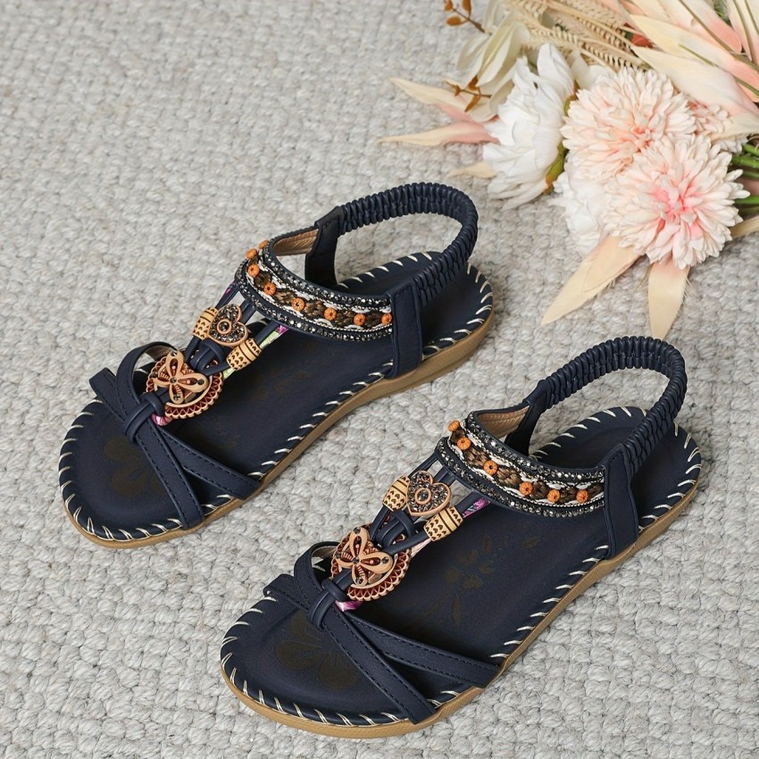 Bohemian Thong Sandals Summer Fashion Flowers Flat Beach Shoes For Women Bohemian Thong Sandals Summer Fashion Flowers Flat Beach Shoes For Women