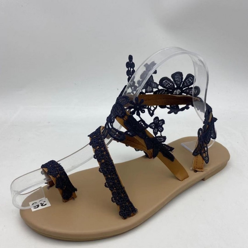Women’s Flower Lace Sandals Lightweight Comfortable Summer Flat Slip-On Beach Shoes