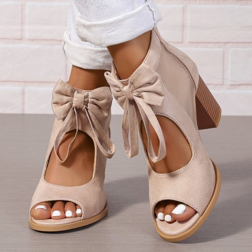 Platform Chunky High Heels Women's Sandals Bow Decoration Open Toe Block Ankle Strap Sandals For Dress Bridal Party Shoes Platform Chunky High Heels Women's Sandals Bow Decoration Open Toe Block Ankle Strap Sandals For Dress Bridal Party Shoes