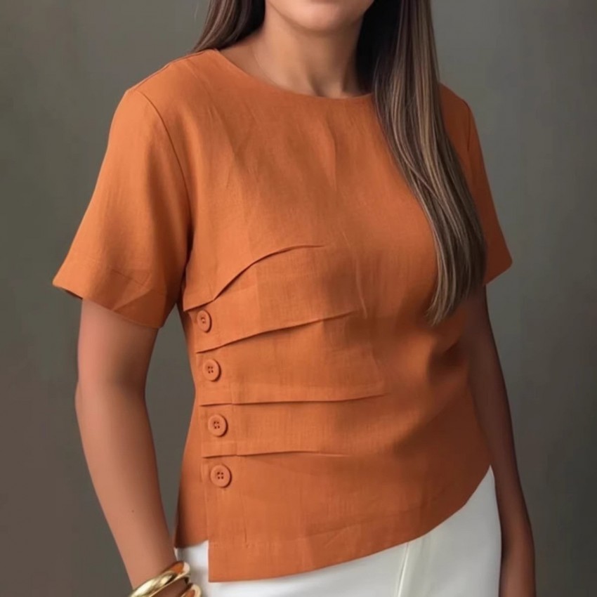 Elegant Casual Cotton-Linen Shirt With Buttons For Women Elegant Casual Cotton-Linen Shirt With Buttons For Women