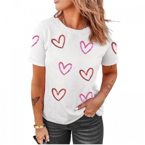 Solid-color Casual T-shirt Pullover Crew-neck Top For Women Solid-color Casual T-shirt Pullover Crew-neck Top For Women