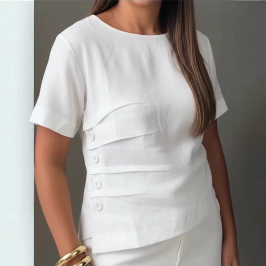 Elegant Casual Cotton-Linen Shirt With Buttons For Women Elegant Casual Cotton-Linen Shirt With Buttons For Women