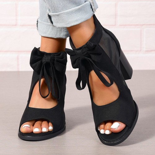 Platform Chunky High Heels Women's Sandals Bow Decoration Open Toe Block Ankle Strap Sandals For Dress Bridal Party Shoes Platform Chunky High Heels Women's Sandals Bow Decoration Open Toe Block Ankle Strap Sandals For Dress Bridal Party Shoes