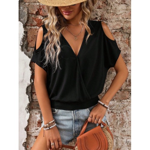 Womens Loose Casual Comfortable Solid-color Top