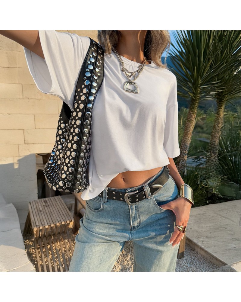 Womens Fashion Casual Crew-neck T-shirt