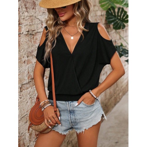 Womens Loose Casual Comfortable Solid-color Top