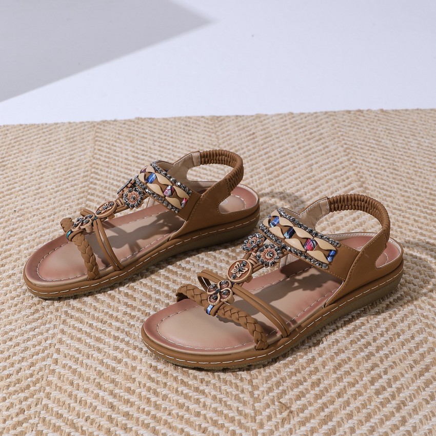 Bohemian Sandals Women's Casual Beaded Rhinestone Bohemian Sandals Women's Casual Beaded Rhinestone