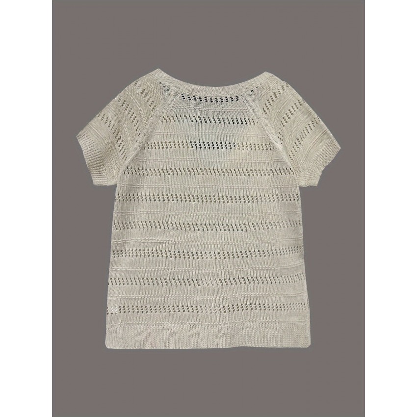 Versatile Casual Hollow-out Pullover Knit Top Versatile Casual Hollow-out Pullover Knit Top