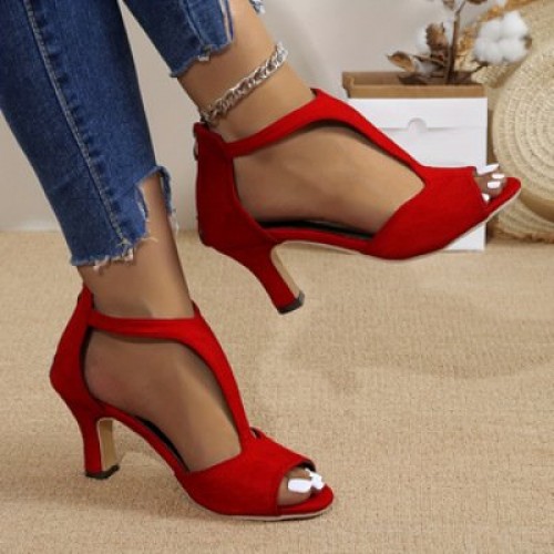 Women's High Heeled Fish Mouth Sandals with Zipper Closure - Summer Dressy Open Toe Footwear Women's High Heeled Fish Mouth Sandals with Zipper Closure - Summer Dressy Open Toe Footwear
