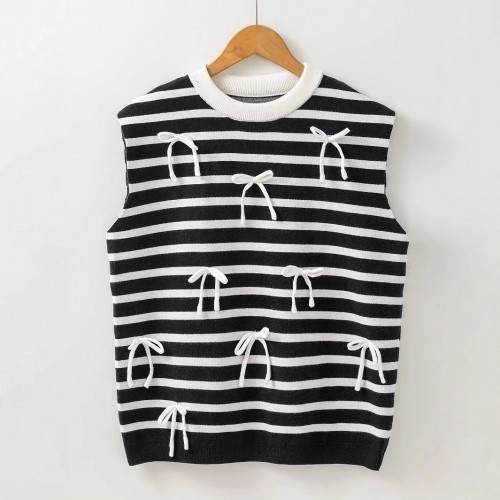 Womens Soft-Style Knitted Top With Bow-Knot And Short Sleeves Womens Soft-Style Knitted Top With Bow-Knot And Short Sleeves