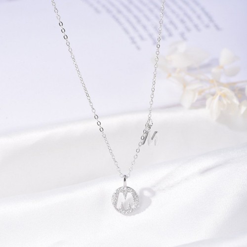 Sterling Silver Letter Necklace Female Micro Inlaid Pendant Necklace Sterling Silver Letter Necklace Female Micro Inlaid Pendant Necklace