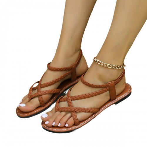 Casual Women's Flip-toe Woven Flat Beach Sandals Casual Women's Flip-toe Woven Flat Beach Sandals
