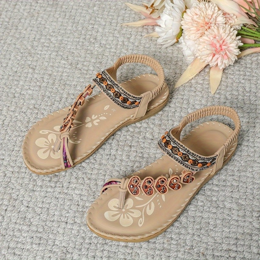 Bohemian Thong Sandals Summer Fashion Flowers Flat Beach Shoes For Women Bohemian Thong Sandals Summer Fashion Flowers Flat Beach Shoes For Women