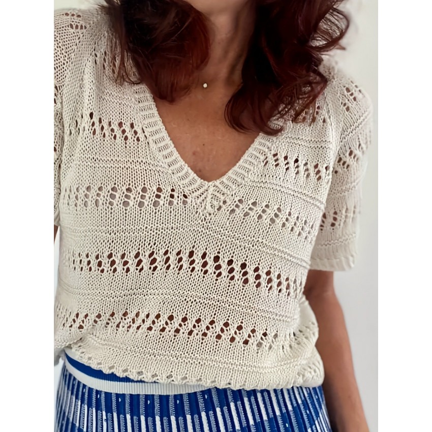 Versatile Casual Hollow-out Pullover Knit Top Versatile Casual Hollow-out Pullover Knit Top