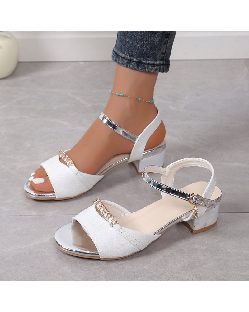 Sequin Open-toe Roman Low-heeled Sandals